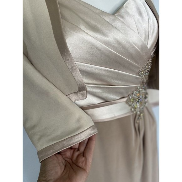 Montage Mon Cheri Size 6 Fits 2 Champagne Gown Embellished Beaded Dress 2 Piece - Picture 6 of 16